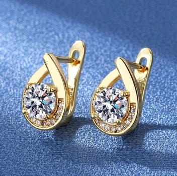 Серьги позолота . Украшены камнем Swarovski 8166
