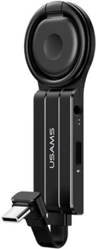 Adapter Usams AU11 2 w 1 USB-C - 3.5 mm +USB-C + ring holder Black (6958444970608)