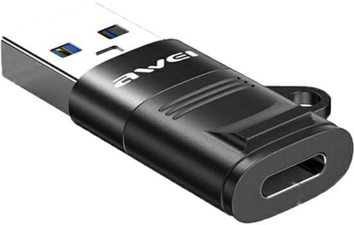 Adapter Awei USB-C/USB-A Black (6954284096652)