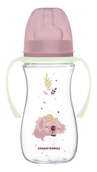 Пляшка антиколікова з широким отвором 300 мл Easystart Sleepy Koala Canpol babies Рожева (5901691881693)