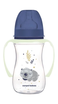 Бутылка антиколиковая с широким отверстием 240 мл Easystart Sleepy Koala Canpol babies Голубая (5901691881662)