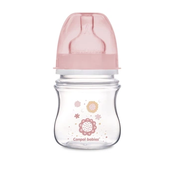 Бутылка с широким антиколиковым отверстием Easystart Newborn baby 120 мл Canpol babiesл Розовые цветы (5901691813137)