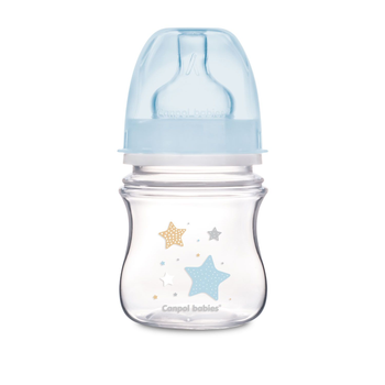 Пляшка з широким отвором антиколікова Easystart Newborn baby 120 мл Canpol babies Сині зірки (5901691813120)
