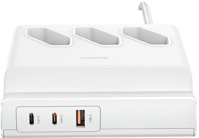 Подовжувач Usams 65W Fast Charging USB White (6958444900391)