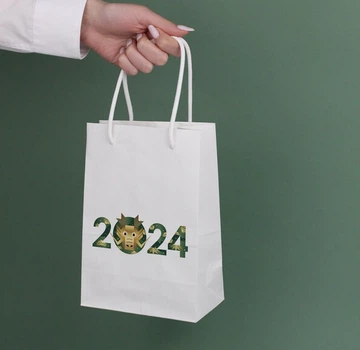 Пакет на Новий рік 2024 подарунковий 150*90*210 мм - 5 шт/уп маленький Пакетик з символікою Дракона китайського