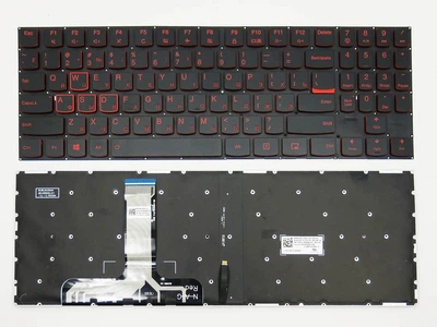 Клавіатура з підсвіткою для LENOVO Legion Y520, Y520-15IKB, Y720, Y720-15IKB — чорна з червоним, без рамки (RU) Original