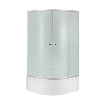 Душова кабіна Latwa SC80x80.SAT.HIGH.FR полукругла, скло Frost 4 мм + Душовий піддон Kapielka ST80x80x41, з панеллю Lidz