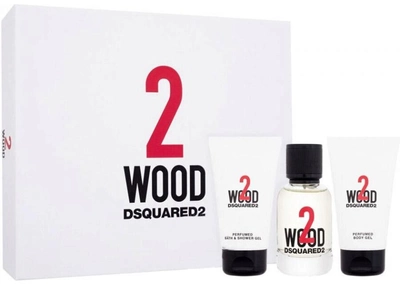 Zestaw damski Dsquared2 2 Wood Woda toaletowa damska 50 ml + żel pod prysznic 50 ml + żel do ciała 50 ml (8011003877270)