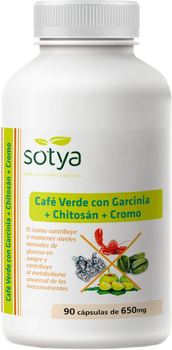 Дієтична добавка Sotya Green Coffee with Garcinia + Chitosan + Chrome 650 мг 90 капсул (8427483000860)