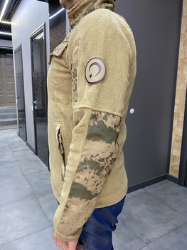 Армійська Кофта флісова WOLFTRAP, тепла, розмір L, колір Койот, Камуфляжні вставки на рукави, плечі, кишені