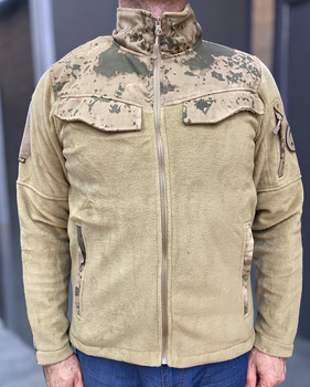Армійська Кофта флісова WOLFTRAP, тепла, розмір S, колір Койот, Камуфляжні вставки на рукави, плечі, кишені