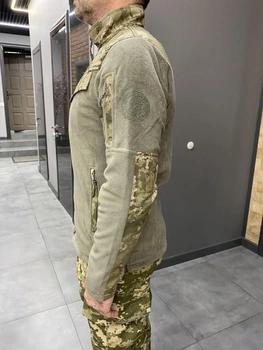 Армейська кофта флісова WOLFTRAP, тепла, розмір XL, Олива, Камуфляжні вставки на рукава, плечі, кишені