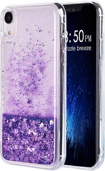 Чехол Glitter для Iphone XR бампер жидкий блеск фиолетовый