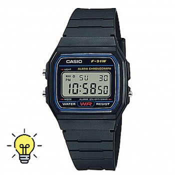 Часы черные наручные мужские Casio F-91W-1 retro электронные мужские касио с подсветкой