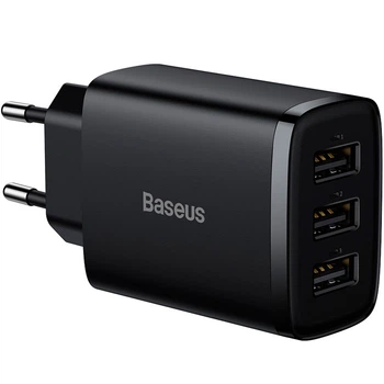 Универсальное сетевое зарядное устройство на 3 usb Baseus Compact Charger 3U 17W