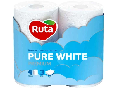 Туалетний папір RUTA Pure White 4 рулони 3 шари