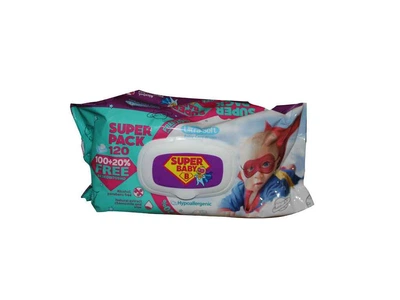Вологі серветки SUPER BABY SuperPack ромашка та алое, 120шт