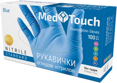 Перчатки обзорные MedTouch Standard нитриловые текстурированные Нестерильные без пудры размер XS 100 шт Голубые (4820226661061)
