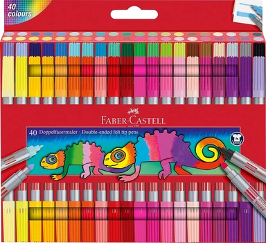 Фломастери Faber Castell 40кол. 151140 Fibre-Tip, двосторонні /151140/