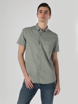 Рубашка хлопковая мужская Colin's CL1063181OLG S Olive Green (8683197579973)
