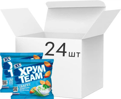 Упаковка багета ХрумTeam Сметана та зелень 100 г х 24 шт (2.4 кг) (4823063126991)