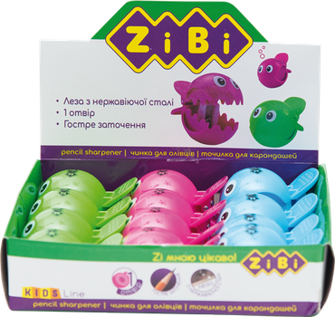 Точилка з контейнером ZB.5534 ПІРАНЬЯ 1 отвір асорті (12/720) (ZiBi)