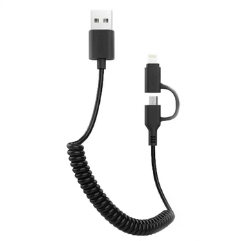 Кабель пружина AWEI Cmbo Lightning+Micro USB Spring CL-53 1 метр черный