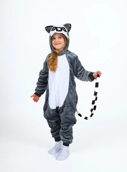 Піжама кігурумі Kigurumi Лемур для дівчат Сірий на зріст 130-144 см (203741)