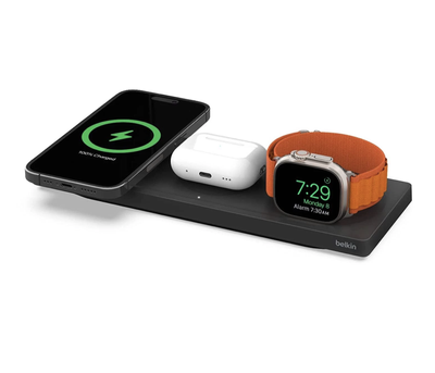 Беспроводная зарядная станция Belkin BOOST CHARGE PRO 3 in 1 для iPhone | AirPods | Apple Watch MagSafe Black (HPU72 WIZ016vfBK)