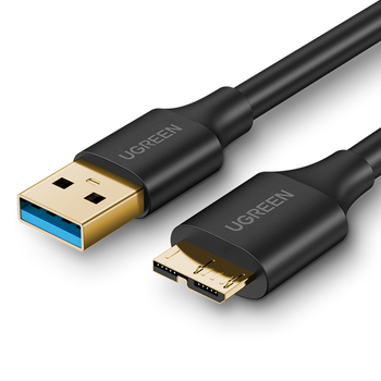 Кабель USB-A на USB Micro-B UGREEN для жестих дисков HDD/SSD (USB 3.0, 5 Гбит, 1m). Black