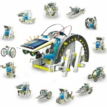 Дитячий розвиваючий конструктор робот Solar Robot Kit 14 в 1 із сонячною панеллю та моторчиком