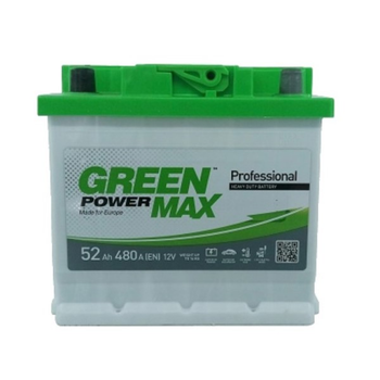 Аккумулятор автомобильный 52Ач 480А "+" слева Green Power, 22379