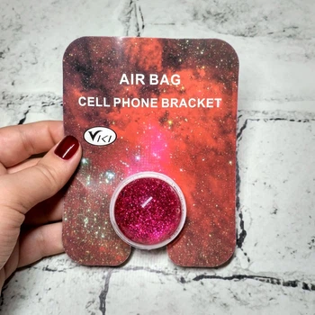 Попсокет Popsocket держатель для телефона Жидкие блестки Glitter Малиновый