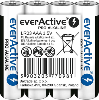 Батарейки everActive LR03/AAA 4 шт. (LR03PRO4T)
