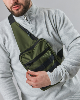 Нагрудна сумка барсетка слінг Tactica3, із системою молі хакі колір