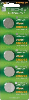 Батарейки TECHly Літієві 3V CR2032 5 шт (8057685307063)