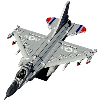 Детский конструктор Военный самолет Истребитель F-16 1427 деталей 49х34х7.5см серый (21-7-88013)