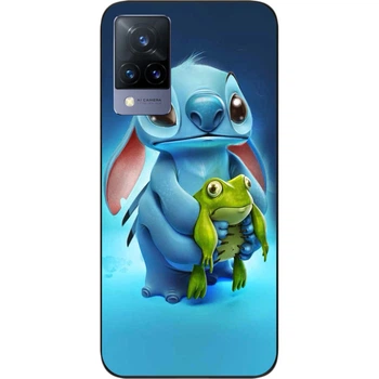 Силиконовый чехол SMTT для Vivo V21 с картинкой Стич с лягушкой
