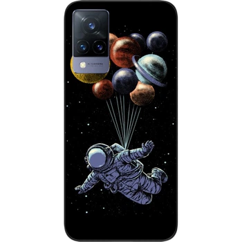 Силиконовый чехол SMTT для Vivo V21 с картинкой Космонавт на шариках