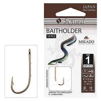 Крючок с поводком Mikado Sensual Baitholder № 1 (ушко) 10шт. (bronze)