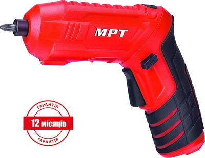 Отвертка аккумуляторная поворотная MPT 4 V Li-ion 1.5 Ач 250 об/мин 3.5 Нм реверс USB аксессуары 10 шт AMS639