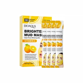 Глиняная маска с экстрактом мякоти апельсина Bioaqua Vitamin C Brighten Mud Mask, 10 сошеток по 8 мл