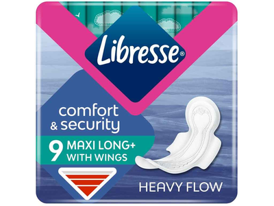 Прокладки гігієнічні LIBRESSE Maxi Long wing sw 9шт 5 крапель