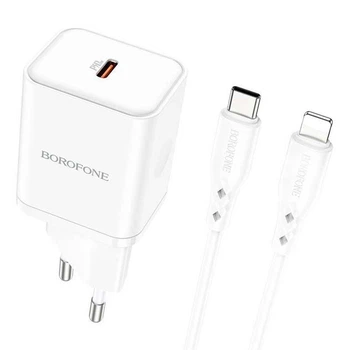 Зарядне мережеве BOROFONE BN6 PD20W 1Type-C + кабель Type-C - Lightning Білий