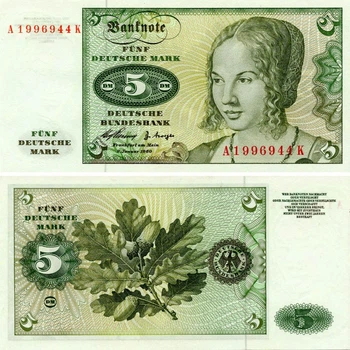 Банкнота Германия 5 марок 1960 UNC ФРГ (P18)
