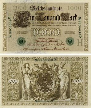 Банкнота Німеччина 1000 марок 1910 AU-UNC (P45b)