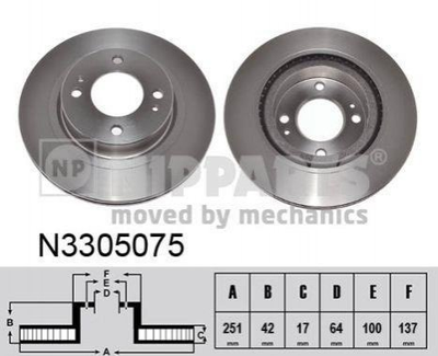 Тормозные диски NIPPARTS N3305075 4615A129