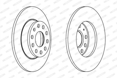 Тормозные диски FERODO DDF1895 Volkswagen Golf, Caddy, EOS, Touran, Scirocco, Jetta, T-Roc; Skoda Octavia, Superb, Yeti, Karoq; Audi A3, A1, TT; Seat Leon 1K0615601AA, 5Q0615601D, 6R0615601