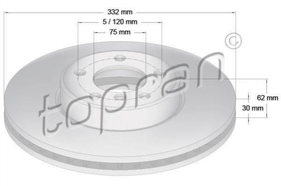 Тормозные диски TOPRAN / HANS PRIES 501190 BMW X5 34116765457, 34116756045, 6765457