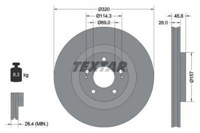 Диски гальмові TEXTAR 92306503 Mitsubishi Eclipse Cross 4615A230